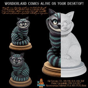 3D Printable Cheshire Cat Figurine – Collector Design with Mysterious Smile