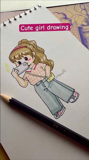 Cute girl drawing easy | cute drawing #aestheic #drawingtutorial #ohuhumarkers #trending #anime