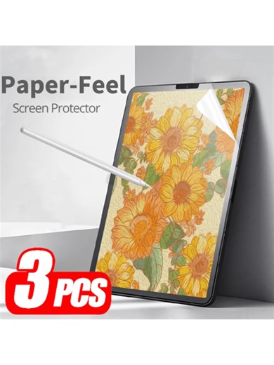3pcs Paper-Like Screen Protector, Compatible With Samsung Galaxy Tab / 2024 / Pad SE / HONOR Pad / Surface Pro / Pad, Matte Finish, Compatible With Huawei MatePad Air, Smooth Writing Experience/High Sensitivity/Anti-Glare, Compatible With Apple Pencil, Gift For Birthday, Family, Friends, Tablet Screen Protector, Tablet Accessories, Waterproof, Shockproof, Anti-Scratch, Anti-Fingerprint, Full Coverage | SHEIN