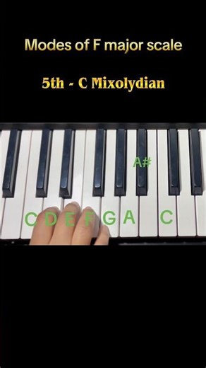Learn 5th mode of F major scale- C Mixolydian #keyboardpiano #fyp #piano #pianotutorial #sargam
