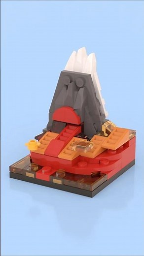 LEGO Mini Volcano Diorama 🌋🧱 Tiny Bricks, Massive Eruption! 💥 #legobuild #legoshorts #legomoc #lego