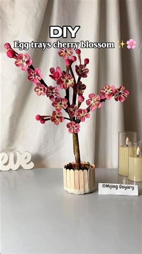 DIY Aesthetic Cherry Blossom & Egg Tray Flower🌸| Handmade #shorts #artandcraft
