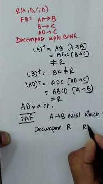 Decomposition upto BCNF | DBMS Normalization Trick #2nf #3nf #bcnf #dbms #shorts #youtubeshorts