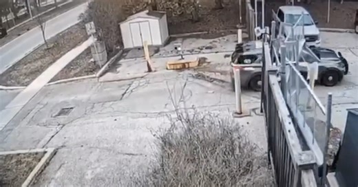 Toronto police officer SMASHES through gate at station — what happened?