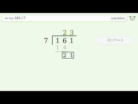 161/7 Long Division — Step-by-Step | Tiger Algebra Solver