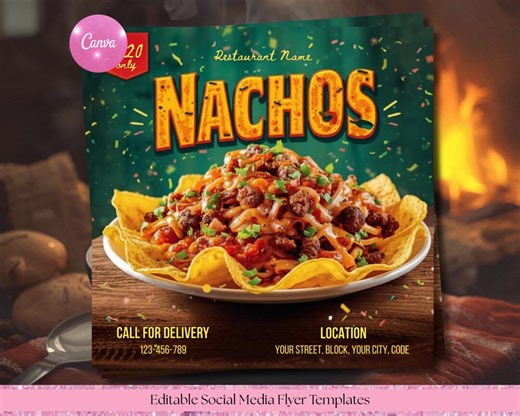 Nachos Flyer Template, Restaurant Menu, Mexican Food Promo (canva Download) - Etsy