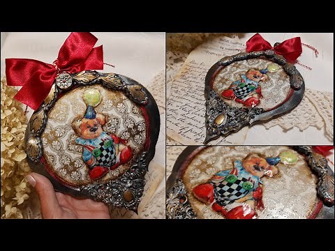 Vintage christmas ornament ♡Decoupage 3D♡Tutorial dla Zielone Koty