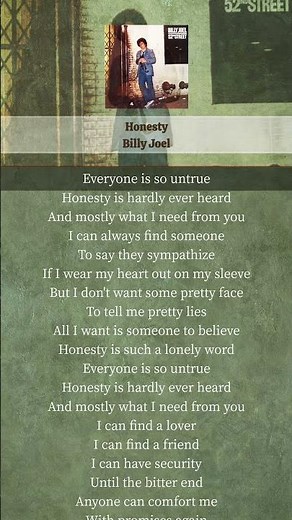Honesty - Billy Joel (Lyrics)