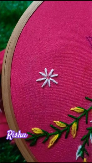 elegant threads embroidery flower design tutorial🪡😍 #threadart #handbroidery #diynstitch #needlework
