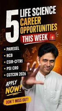 5 Life Science Career Opportunities This Week Parexel | RCB | CSIR-CFTRI | PSI CRO | CGTCON 2026