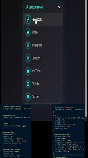 Animated Dropdown Menu Using HTML, CSS & JavaScript