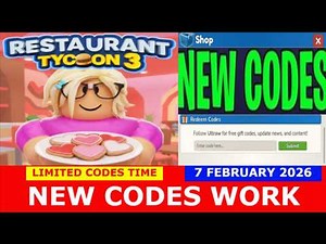 *NEW CODES* Build A Restaurant [💖] Restaurant Tycoon 3 ROBLOX | LIMITED CODES | February 7, 2026