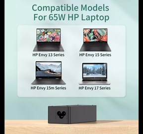 65W Replacement for HP Laptop Charger Probook, Envy, Pavilion, Stream, EliteBook, X360 Computer Charger Blue Tip Notebook PC Power Cord - 10ft