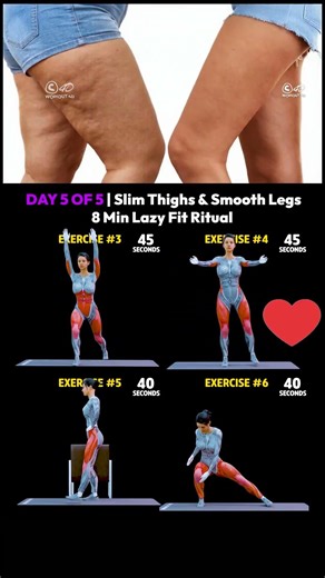 Day 5 Of 5 Slim Thighs & Smooth Legs - 8 Min Lazy Fit Ritual