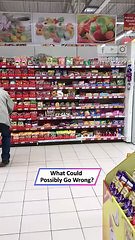 Shopping cart stunt fails instantly in hilarious aisle crash! Heartsome 💖
