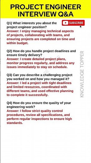 Project Engineer Interview Questions and Answers