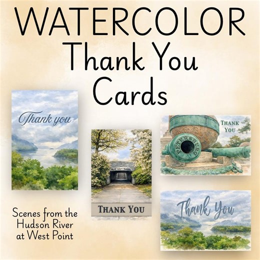 Thank You Cards Watercolor | Hudson River Trophy Point Beat Navy Tunnel | Military Graduation Cards | - Etsy