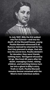 In July 1881, Billy the Kid walked into Fort Sumner—and into his death. At the Maxwell house, young Paulita Maxwell witnessed it all. Rumors claimed he returned for her, that they planned to elope, that she was his secret love. Paulita denied it for decades: they were friends, nothing more. Yet legend refused to let go. She lived 48 years after his death, managing a hotel, raising children, and watching history turn her into a ghost in Billy’s story. Truth or myth, Paulita Maxwell remains foreve