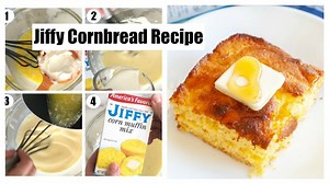 This easy cornbread is a great side dish to a bowl of soup or chili. I also like it for breakfast! Recipe--> https://www.foodlovinfamily.com/jiffy-cornbread-recipe/ | Foodlovinfamily