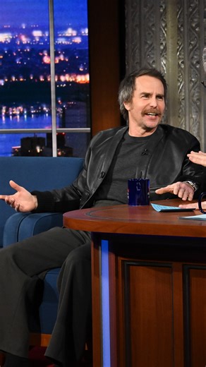 The Thing about Sam Rockwell? He comes bearing gifts. #Colbert #TheThing #SamRockwell | The Late Show with Stephen Colbert