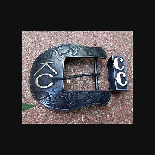 Custom Ranger Belt Buckle Sets, Plain Jane style, by Bluegrass Engraving