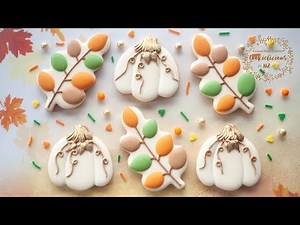 How to create ELEGANT PUMPKIN & COLOURFUL AUTUMN LEAVES cookie for Thanksgiving