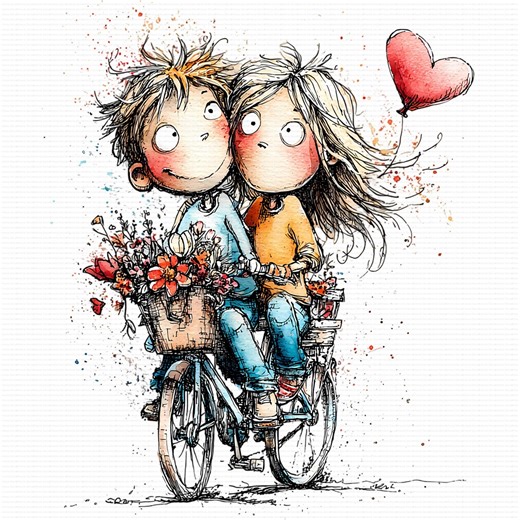 Valentine’s Day Lovers Clipart: Whimsical Romantic Couples (digital Download – 24 JPEG) - Etsy UK