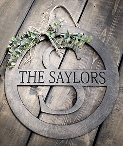 Personalized Monogram Family Name Sign, Wooden Round Last Name Sign, Initial, Custom Door Hanger, Anniversary/house Warming Gift, Laser Cut - Etsy