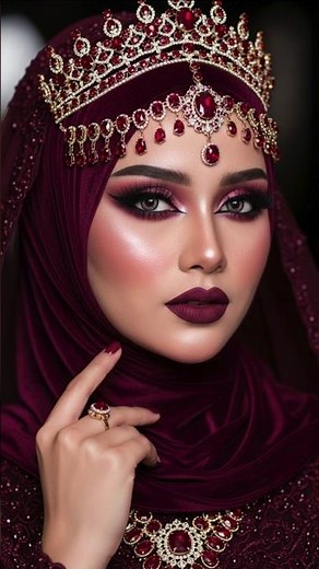 Luxury Hijab Bridal Portrait Collection – Elegant Muslim Bride Makeup & Royal Jewelry |