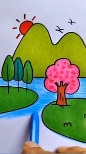 23K views · 158 reactions | Beautiful nature  drawing tutorial . #easydrawingtutorial #dailydose #kidslearning #easyart #fbreelsfypシ゚viralシ | Easy drawing for kids24 | Facebook