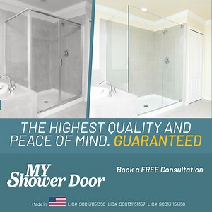 12 reactions | Transform your bathroom effortlessly! A new shower door, a whole new luxurious space. Frameless glass for a sleek look & long-lasting hardware.  Get started today! Visit myshowerdoor.com | MY Shower Door | Facebook