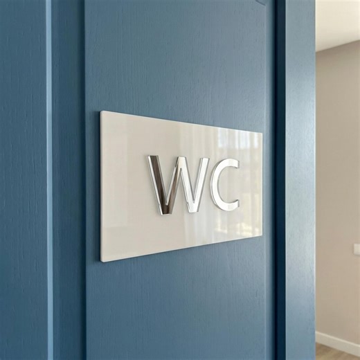 WC Restroom Acrylic Door Sign, Custom Bathroom Sign for Office, Hotel, Spa or Salon, Modern Room Navigation Plaque - Etsy