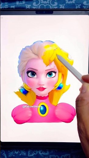 I turned queen elsa into princess peach and result is so cool