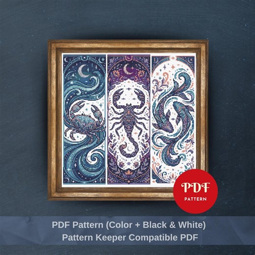 Zodiac Cross Stitch Pattern PDF, Ocean Design (pattern Keeper Compatible, Instant Download) - Etsy