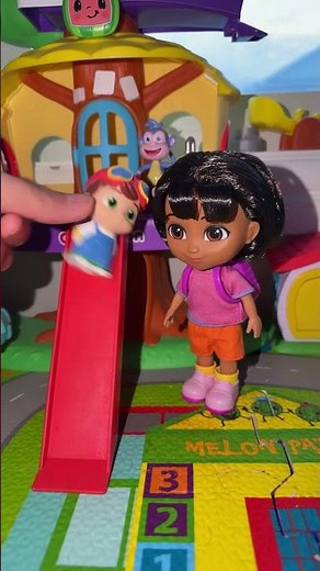 Slides in treehouse of cocomelon with dora #shortsviral #fun