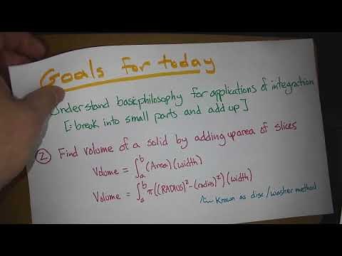 Volume by cross sections; disc/washer method (Calc 2; Lecture 1; Spring 25)