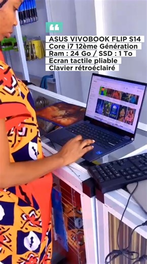 Perfector Technologie Côte d'Ivoire on Instagram: "✨ NOUVEAU CHEZ PERFECTOR TECHNOLOGIE CI ✨ 🚀 ASUS Vivobook S14 Flip (Intel® Core™ i7 12ᵉ génération) 🚀 Un seul mot : polyvalence ! Avec sa charnière rotative à 360°, le Vivobook S14 Flip se transforme en PC portable, tablette ou station de travail selon vos envies. 🔥 Points forts qui font la différence : ✅ Processeur Intel® Core™ i7-12700H (jusqu’à 4,7 GHz, 14 cœurs) pour une puissance fluide et réactive. ✅ Écran 14’’ WUXGA tactile 2K certifié