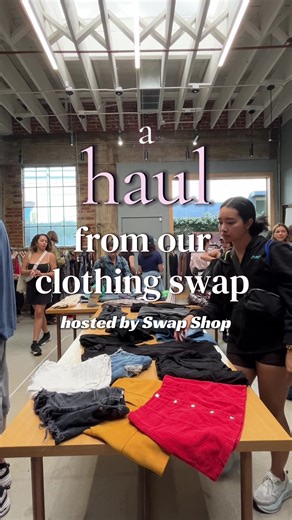 last weekend with Swap Shop, we hosted a community clothing swap 🤭… & here’s what we left with! #haul #clothingswap #sustainablefashion #losangeles #clothinghaul