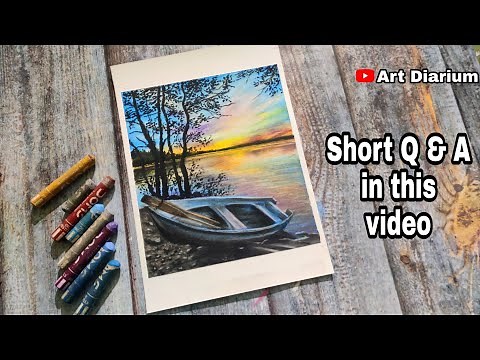 Boat Landscape Drawing with Oil Pastel - STEP by STEP