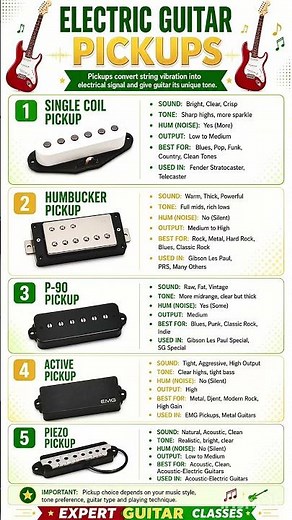 Electric Guitar Pickups Explained 🎸 | Single Coil vs Humbucker vs P90 #shorts #guitar