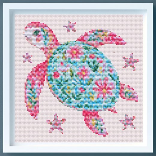Sea Turtle Cross Stitch Pattern PDF, Summer Pattern, Floral Sea Turtle, Cute Embroidery Pattern, Instant Download, X Cross Stitch Pattern - Etsy