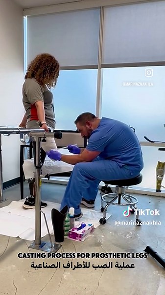 Step one in creating my new prosthetic leg: the casting process! The casting process includes measurement and molding.🦾🦿✨ This is followed by making a check socket, and then the final steps of fabrication and lamination. Huge shoutout to my amazing Hanger Clinic clinician—having a provider you’re comfortable with and who is passionate about their work with patients makes all the difference! ***Note: this video is a reenactment and not actual medical footage.*** #teamhangerclinic #hangerclinic 