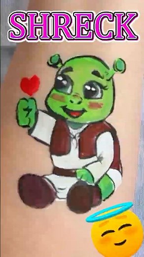 😱💚 BABY SHREK?! Painted on Skin! Cutest Shrek Ever!