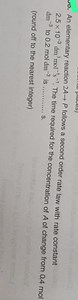 vo. An elementary reaction 2A→P follows a second order rate law... | Filo