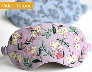 Handmade Embroidery Eye Mask Kit or Finished, Forget-me-not Embroidered Sleep Eye Cover, Floral Eye Mask Embroidery Kit - Etsy