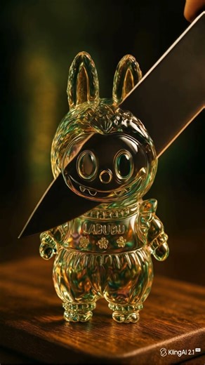 Labubu Without a Face | Crystal Glass ASMR Short ✨🔪