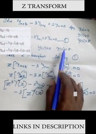 Solve yn+3-3yn+1+2yn= 0 given y0=4 y1=0 y2=8 Z TRANSFORM #yinterceptofastraightline #maths