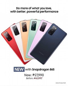 Experience powerful performance with the #GalaxyS20FE, now upgraded with a Snapdragon 865 Processor. Own yours at a new price of ₱27,990: spr.ly/S20FE-FB #Samsung | Samsung