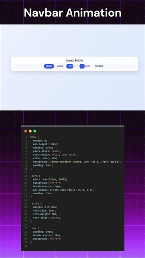 🔥 Creative Navbar Hover Animation #coding #programming#shorts