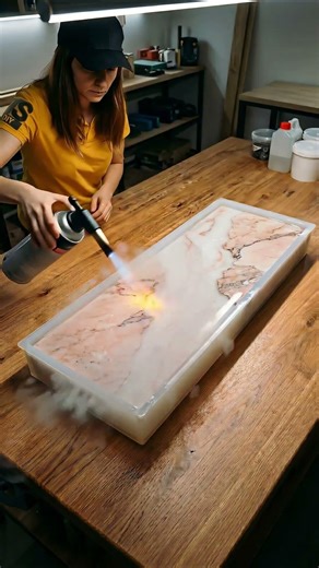 I Made Luxury Pink Marble Epoxy Stairs From Scratch ✨💎